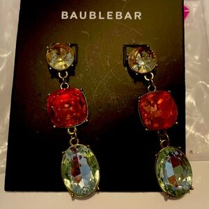 Baublebar drop earrings - tri-color faux gemstones